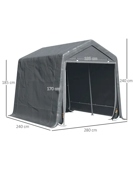 Outsunny 9 X 7.5ft Temporary Outdoor Equipment Shed - Dark Grey
