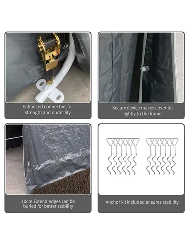 Outsunny 9 X 7.5ft Temporary Outdoor Equipment Shed - Dark Grey