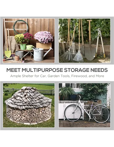 Outsunny 9 X 7.5ft Temporary Outdoor Equipment Shed - Dark Grey