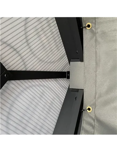 Outsunny 3.6 x 4m Hardtop Gazebo Canopy with Polycarbonate Roof, Aluminium Frame, Permanent Pavilion Garden Gazebo with Netting 