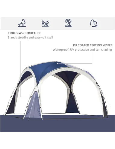 Outsunny 3.5 x 3.5M Camping Gazebo, Outdoor Event Shelter Dome Tent Garden Sun Shelter Patio Spire Arc Pavilion Camp Sun Shade T