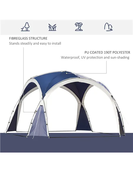 Outsunny 3.5 x 3.5M Camping Gazebo, Outdoor Event Shelter Dome Tent Garden Sun Shelter Patio Spire Arc Pavilion Camp Sun Shade T