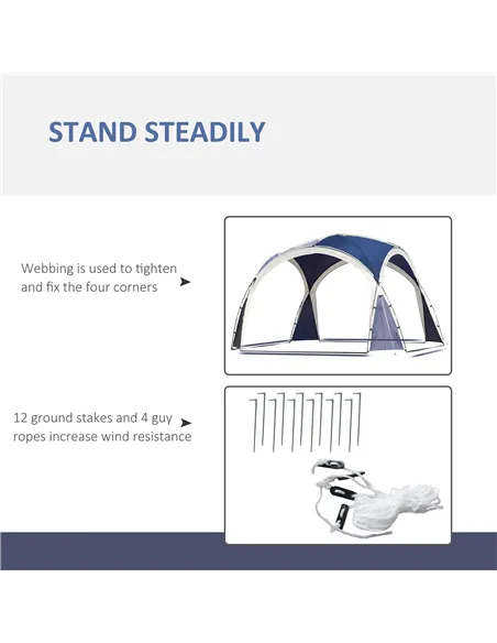 Outsunny 3.5 x 3.5M Camping Gazebo, Outdoor Event Shelter Dome Tent Garden Sun Shelter Patio Spire Arc Pavilion Camp Sun Shade T