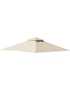Outsunny 3x3(m) Replacement Gazebo Canopy, Double Tier Roof Top for Garden, Patio, Outdoor, Beige (TOP ONLY)