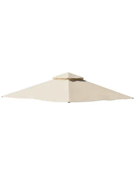 Outsunny 3x3(m) Replacement Gazebo Canopy, Double Tier Roof Top for Garden, Patio, Outdoor, Beige (TOP ONLY)