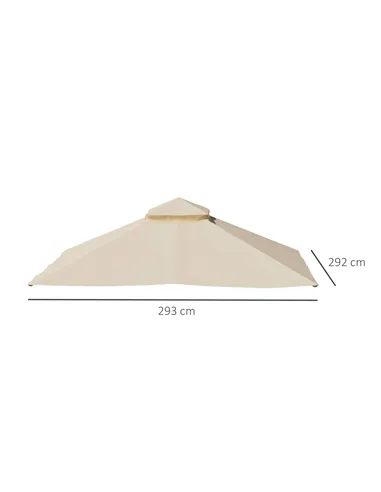 Outsunny 3x3(m) Replacement Gazebo Canopy, Double Tier Roof Top for Garden, Patio, Outdoor, Beige (TOP ONLY)