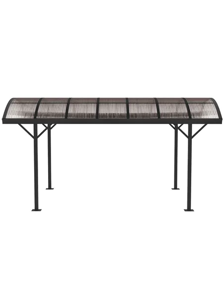 Outsunny 5 x 3(m) Hardtop Gazebo Aluminium Pavilion Carport Garden Shelter Pergola with Polycarbonate Roof, Brown