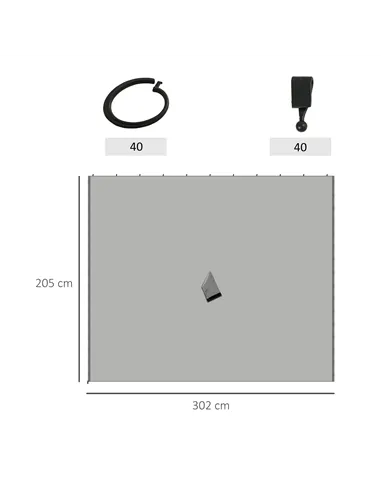 Outsunny Set of Four 3 x 3m Gazebo Replacement Walls - Light Grey