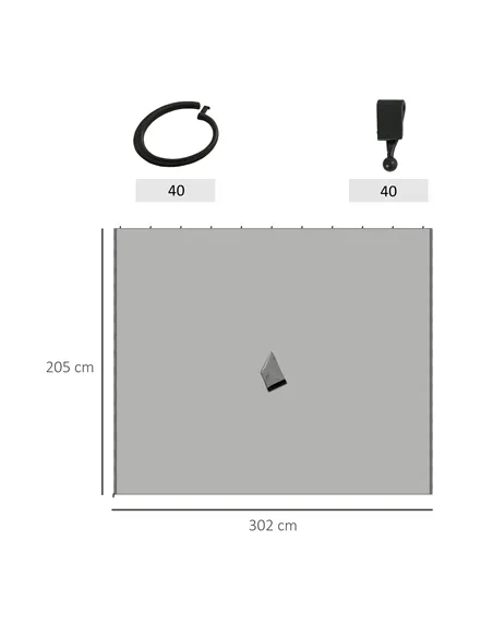 Outsunny Set of Four 3 x 3m Gazebo Replacement Walls - Light Grey