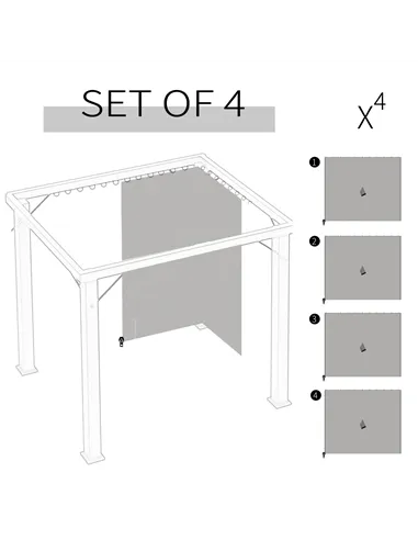 Outsunny Set of Four 3 x 3m Gazebo Replacement Walls - Light Grey