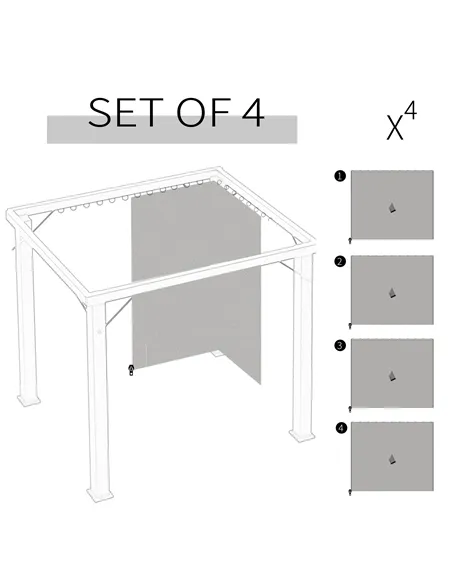 Outsunny Set of Four 3 x 3m Gazebo Replacement Walls - Light Grey