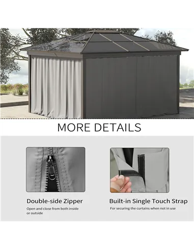 Outsunny Set of Four 3 x 3m Gazebo Replacement Walls - Light Grey