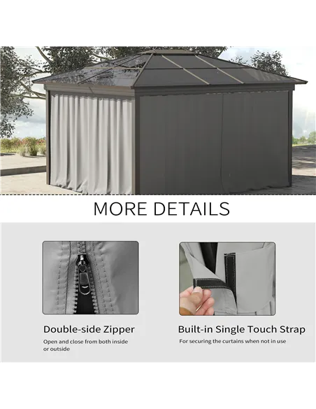 Outsunny Set of Four 3 x 3m Gazebo Replacement Walls - Light Grey