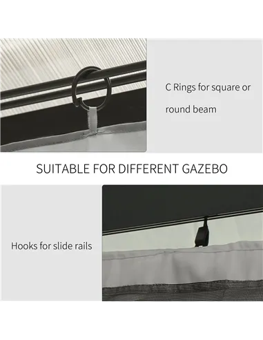 Outsunny Set of Four 3 x 3m Gazebo Replacement Walls - Light Grey