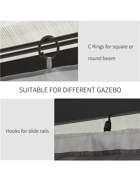 Outsunny Set of Four 3 x 3m Gazebo Replacement Walls - Light Grey