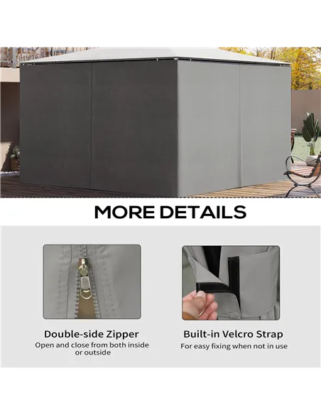 Outsunny 4 Pack Replacement Gazebo Curtains Privacy Panel for Most 3 x 4m Gazebo Canopy Pavillion Outdoor Shelter Sidewalls Acce