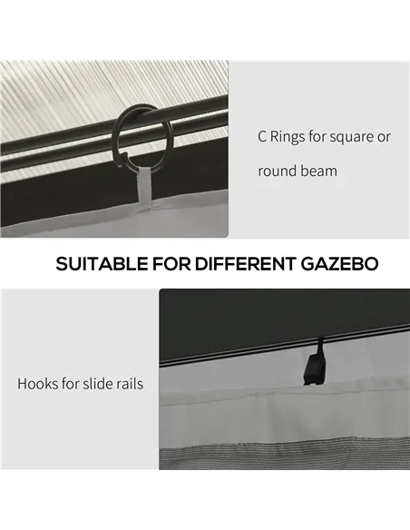 Outsunny 4 Pack Replacement Gazebo Curtains Privacy Panel for Most 3 x 4m Gazebo Canopy Pavillion Outdoor Shelter Sidewalls Acce