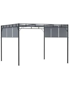 Outsunny 3 x 3(m) Steel Pergola Gazebo with Retractable Roof, Garden Gazebo Canopy Sun Shade Shelter for Outdoor, Deck, Patio, D