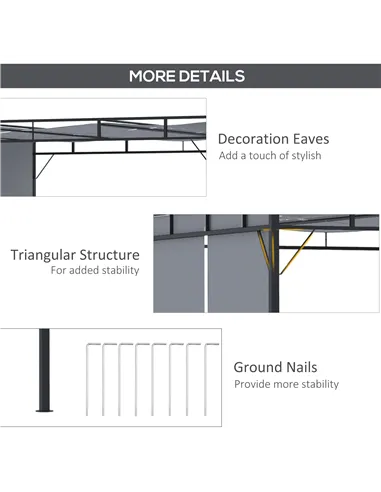Outsunny 3 x 3(m) Steel Pergola Gazebo with Retractable Roof, Garden Gazebo Canopy Sun Shade Shelter for Outdoor, Deck, Patio, D