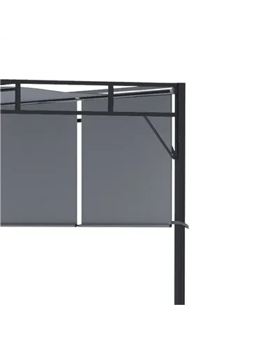 Outsunny 3 x 3(m) Steel Pergola Gazebo with Retractable Roof, Garden Gazebo Canopy Sun Shade Shelter for Outdoor, Deck, Patio, D