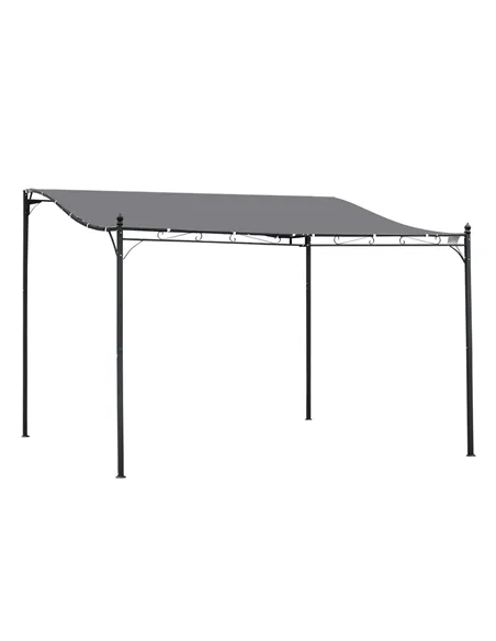 Outsunny 4 x 3 Meters Canopy Metal Wall Gazebo Awning Garden Marquee Shelter Door Porch - Grey