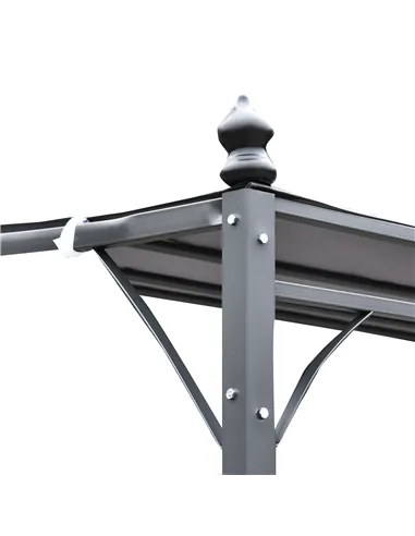 Outsunny 4 x 3 Meters Canopy Metal Wall Gazebo Awning Garden Marquee Shelter Door Porch - Grey