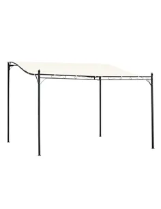 Outsunny 4 x 3 Meters Canopy Metal Wall Gazebo Awning Garden Marquee Shelter Door Porch - Cream