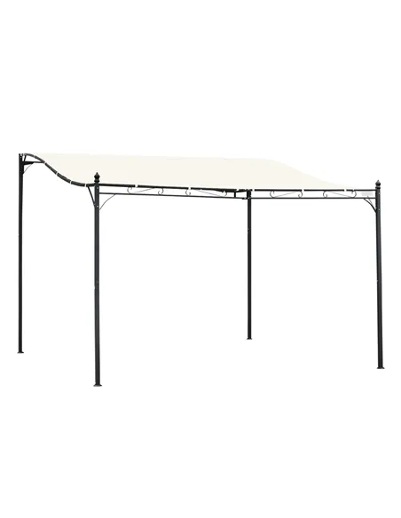Outsunny 4 x 3 Meters Canopy Metal Wall Gazebo Awning Garden Marquee Shelter Door Porch - Cream