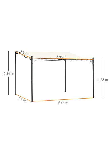 Outsunny 4 x 3 Meters Canopy Metal Wall Gazebo Awning Garden Marquee Shelter Door Porch - Cream