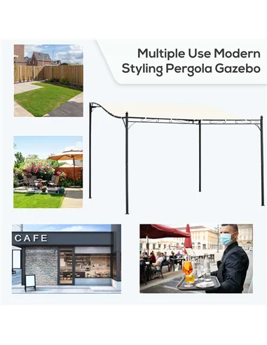 Outsunny 4 x 3 Meters Canopy Metal Wall Gazebo Awning Garden Marquee Shelter Door Porch - Cream