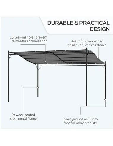 Outsunny 4 x 3 Meters Canopy Metal Wall Gazebo Awning Garden Marquee Shelter Door Porch - Cream