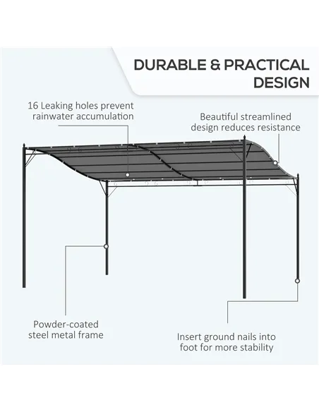 Outsunny 4 x 3 Meters Canopy Metal Wall Gazebo Awning Garden Marquee Shelter Door Porch - Cream