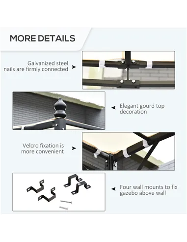 Outsunny 4 x 3 Meters Canopy Metal Wall Gazebo Awning Garden Marquee Shelter Door Porch - Cream