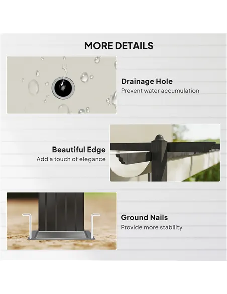 Outsunny 4 x 3(m) Aluminium Pergola with Retractable Roof, Garden Gazebo Canopy Shelter for Outdoor, Patio, Cream White