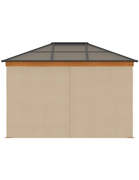 Outsunny 3 x 3.6 m Hardtop Gazebo Canopy, Polycarbonate Roof Garden Pavilion with Aluminium and Steel Frame, Nettings and Sidewa
