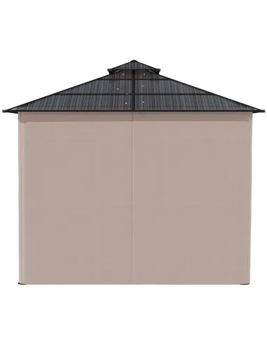 Outsunny 3 x 3 (m) Outdoor Polycarbonate Gazebo, Double Roof Hard Top Gazebo with Galvanised Steel Frame, Nettings & Curtains fo
