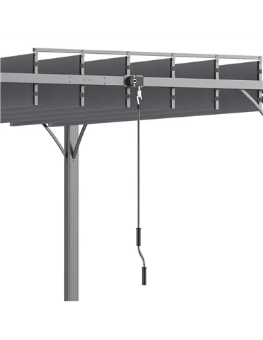 Outsunny 4 x 3(m) Outdoor Pergola with Retractable Roof, Aluminium Louvered Patio Gazebo Canopy for Lawn Garden Patio, Grey