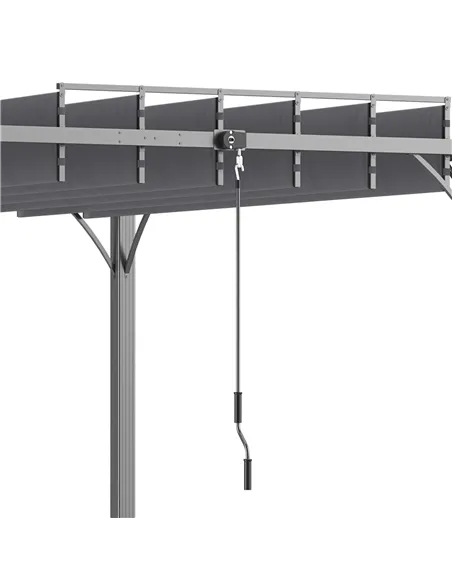 Outsunny 4 x 3(m) Outdoor Pergola with Retractable Roof, Aluminium Louvered Patio Gazebo Canopy for Lawn Garden Patio, Grey
