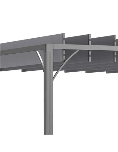 Outsunny 4 x 3(m) Outdoor Pergola with Retractable Roof, Aluminium Louvered Patio Gazebo Canopy for Lawn Garden Patio, Grey