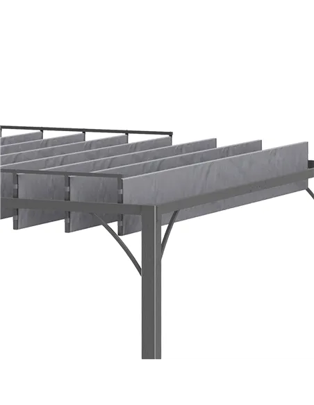 Outsunny 4 x 3(m) Outdoor Pergola with Retractable Roof, Aluminium Louvered Patio Gazebo Canopy for Lawn Garden Patio, Grey