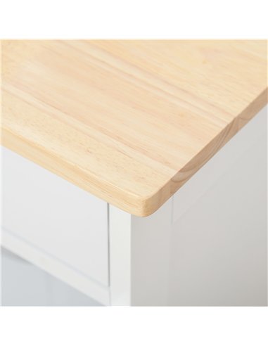 HOMCOM Modern Kitchen Trolley, Rolling Island Storage Cart with Drawer, 9-bottle Wine Rack, Door Cabinets, Wooden Countertop, Wh