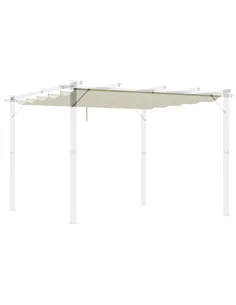 Outsunny Retractable Pergola Shade Cover, Replacement Canopy Fabric for 3 x 3 (m) Pergola, Gazebo Retractable Roof, Cream White