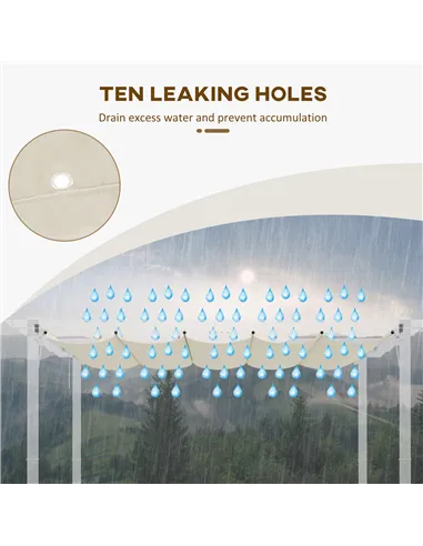 Outsunny Retractable Pergola Shade Cover, Replacement Canopy Fabric for 3 x 3 (m) Pergola, Gazebo Retractable Roof, Cream White