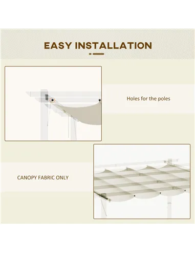 Outsunny Retractable Pergola Shade Cover, Replacement Canopy Fabric for 3 x 3 (m) Pergola, Gazebo Retractable Roof, Cream White