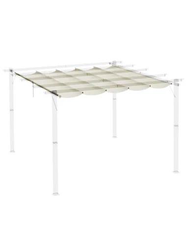 Outsunny Retractable Pergola Shade Cover, Replacement Canopy Fabric for 3 x 3 (m) Pergola, Gazebo Retractable Roof, Cream White