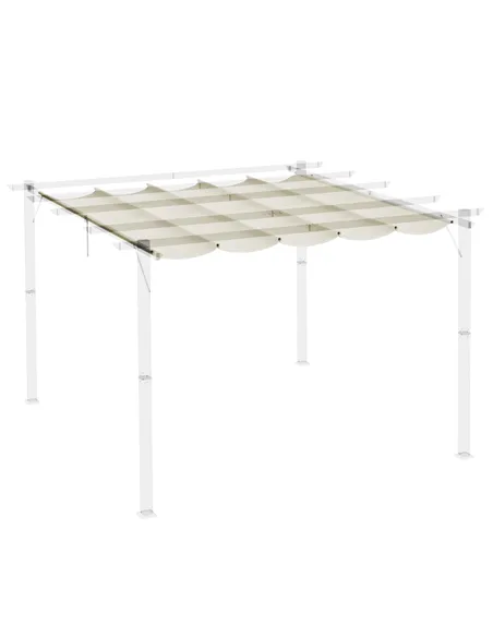 Outsunny Retractable Pergola Shade Cover, Replacement Canopy Fabric for 3 x 3 (m) Pergola, Gazebo Retractable Roof, Cream White