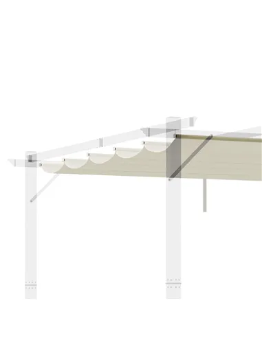 Outsunny Retractable Pergola Shade Cover, Replacement Canopy Fabric for 3 x 3 (m) Pergola, Gazebo Retractable Roof, Cream White