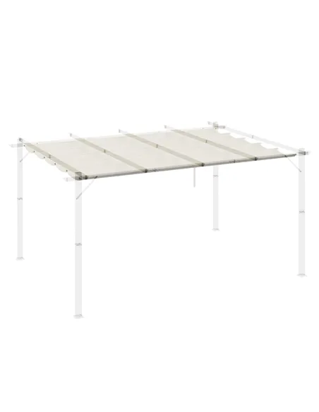Outsunny Retractable Pergola Shade Cover, Replacement Canopy for 4 x 3 (m) Pergola, Retractable Roof, Cream White