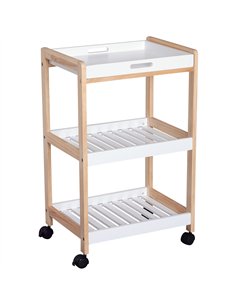 HOMCOM 3-Tier Mobile Kitchen Trolley Cart Storage Shelves Rack Rolling Wheels White 46 x 35 x 74.5 cm