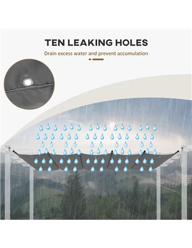 Outsunny Retractable Pergola Shade Cover, Replacement Canopy for 4 x 3 (m) Pergola, Retractable Roof, Dark Grey